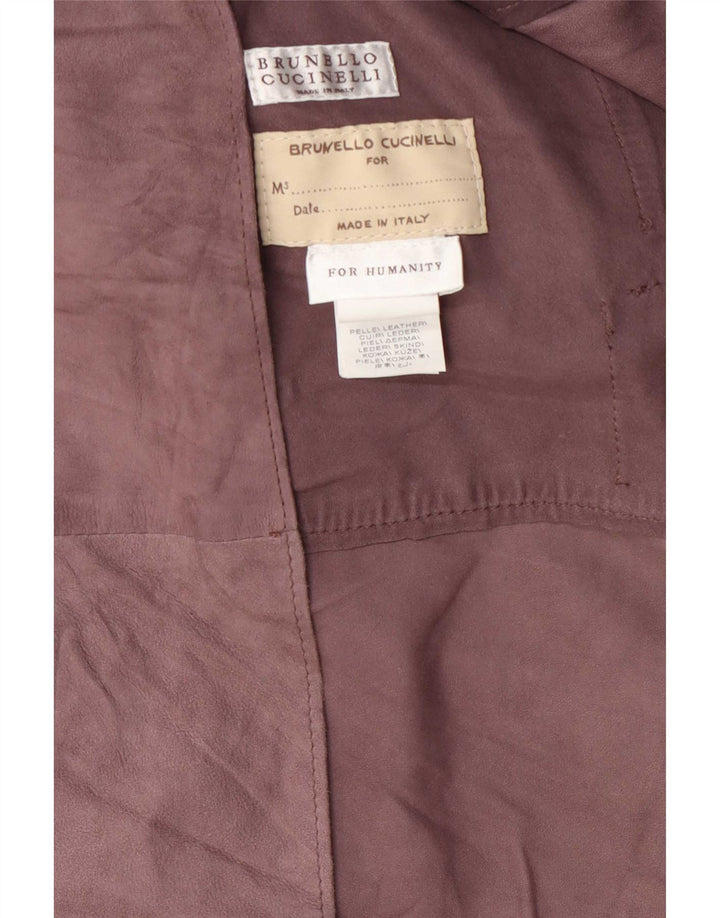 Brunello Cucinelli Dame Ærmeløs Ruskind Trench Coat IT 42 Medium Brun