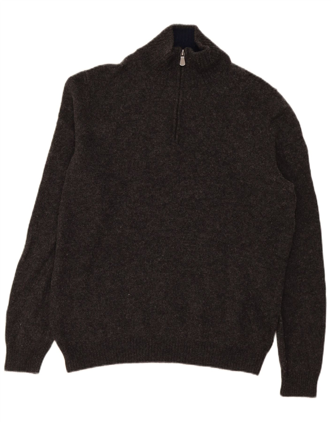 John Lewis Herre Zip Neck Jumper Sweater Medium Grey Merino Wool