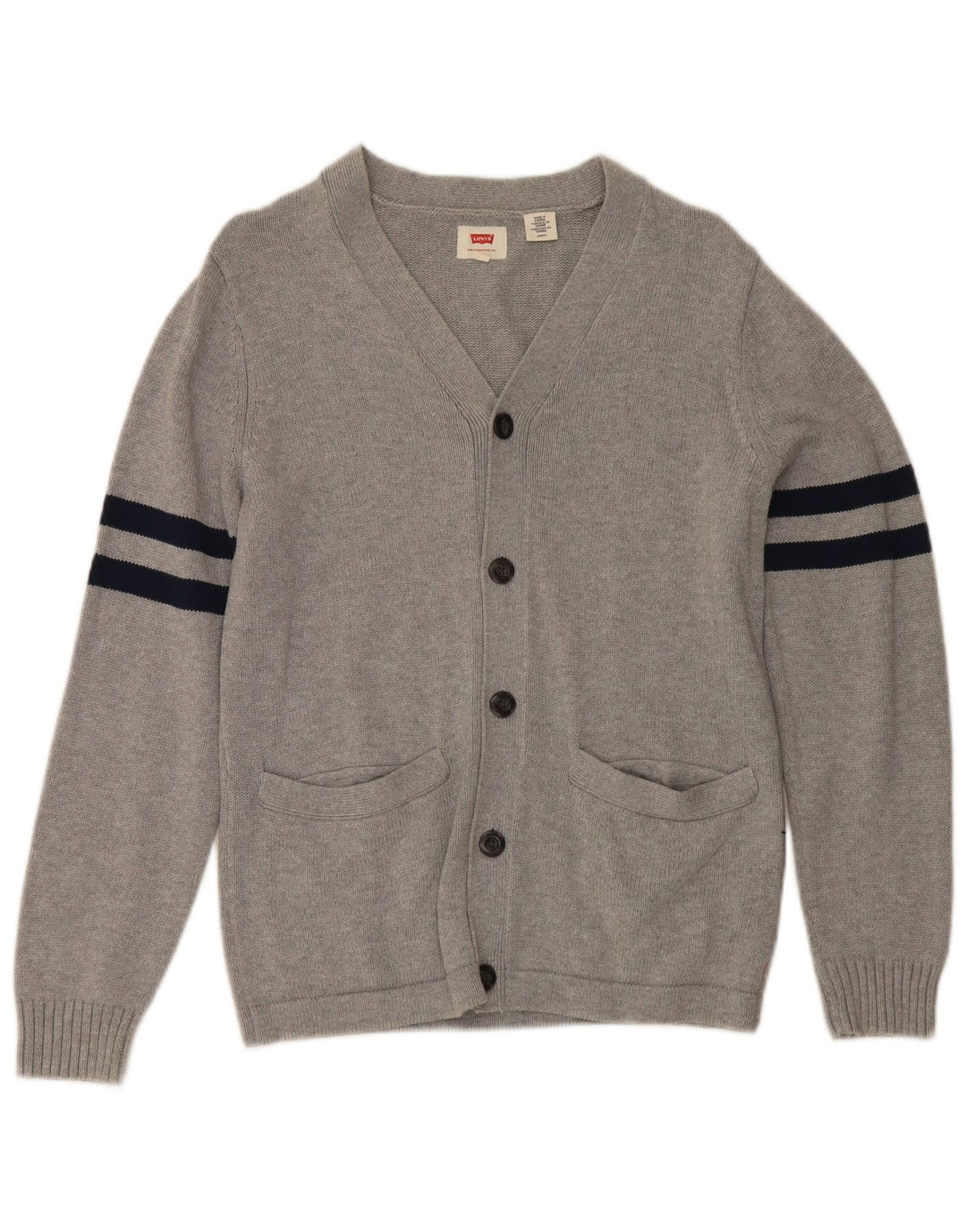 Levi's herre cardigan sweater lille grå stribet bomuld