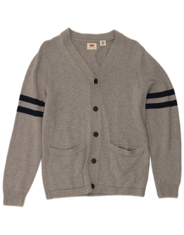 Levi's herre cardigan sweater lille grå stribet bomuld