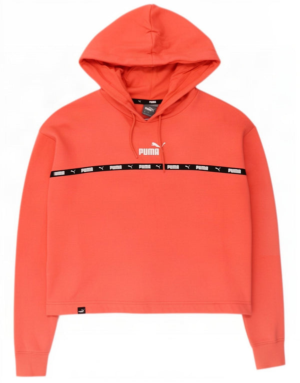 Puma Dame Oversized Crop Hoodie Jumper UK 10 Small Red Colourblock