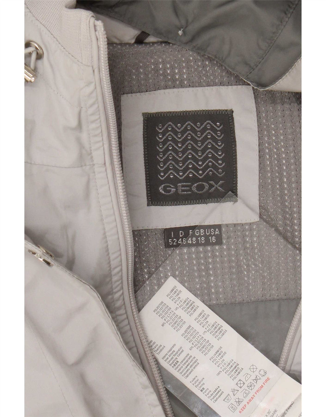 Geox Womens Respira Hooded Utility Jacket UK 18 XL Grå Polyester