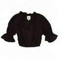Alpenmarchen Dame Flæse Front Crop Bluse Top EU 40 Medium Sort