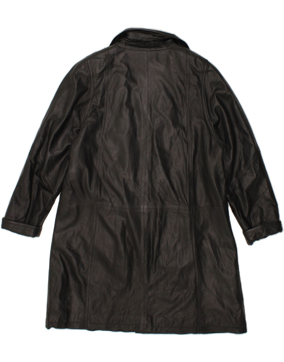VINTAGE Womens Leather Coat IT 44 Medium Black Leather Vintage Vintage and Second-Hand Vintage from Messina Hembry 
