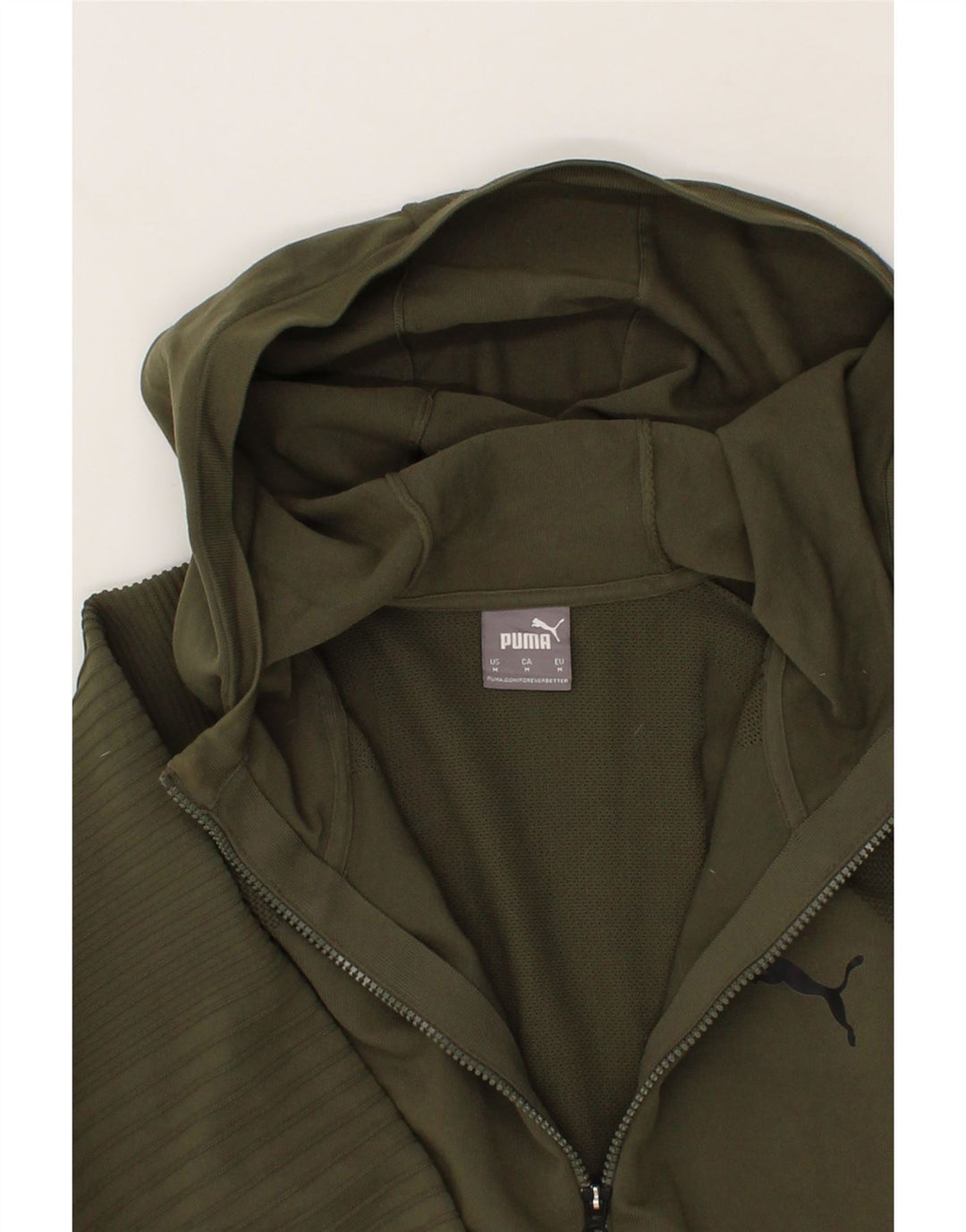 PUMA Mens Zip Hoodie Sweater Medium Khaki Polyester Vintage Puma and Second-Hand Puma from Messina Hembry 