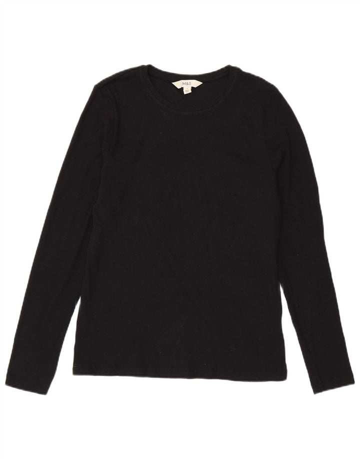 Marks & Spencer Dametop Langærmet UK 14 Medium Sort Bomuld