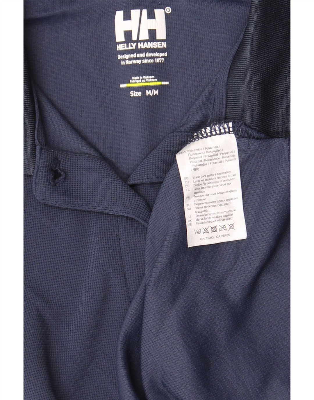 Helly Hansen Dame Polo Shirt UK 14 Medium Navy Blue Polyamid