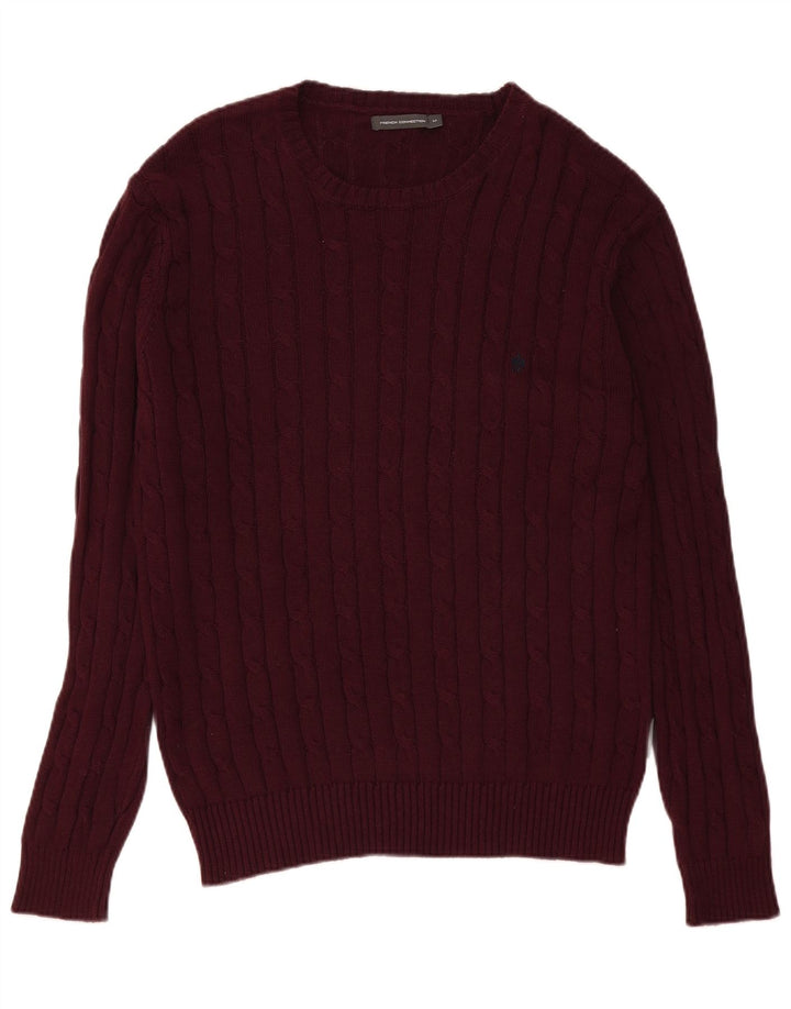 French Connection Herre Crew Neck Jumper Sweater Medium Bourgogne bomuld
