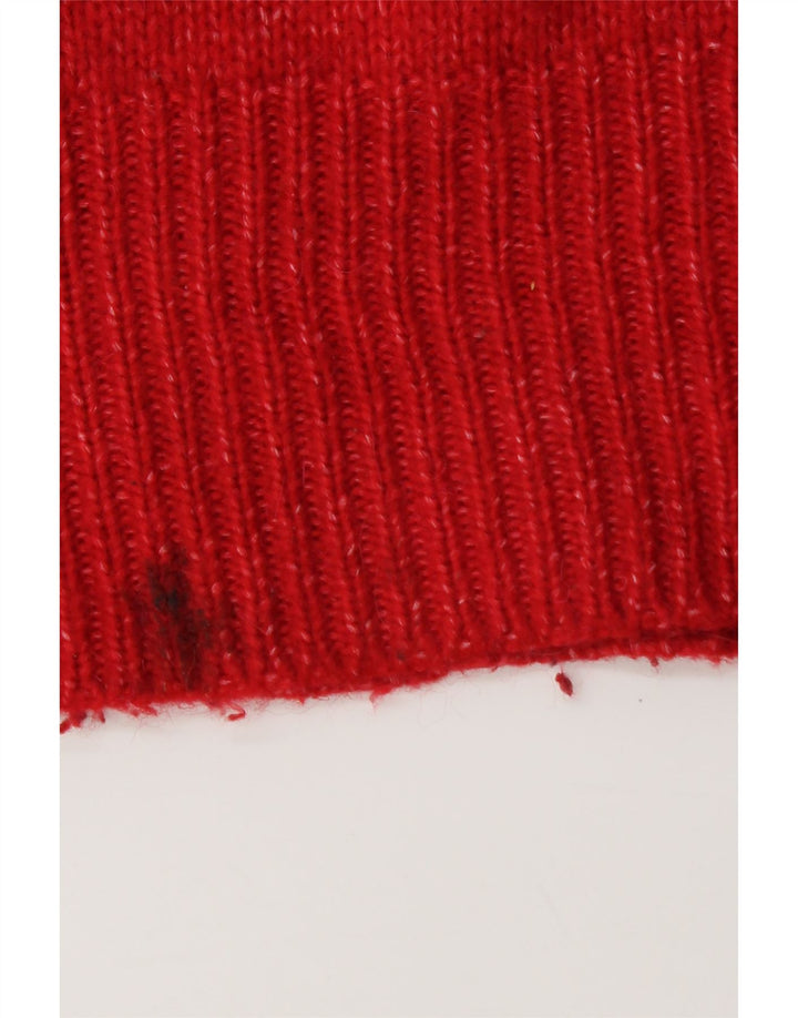 ZARA dame sweater med rund hals i overstørrelse UK 10 Lille rød akryl