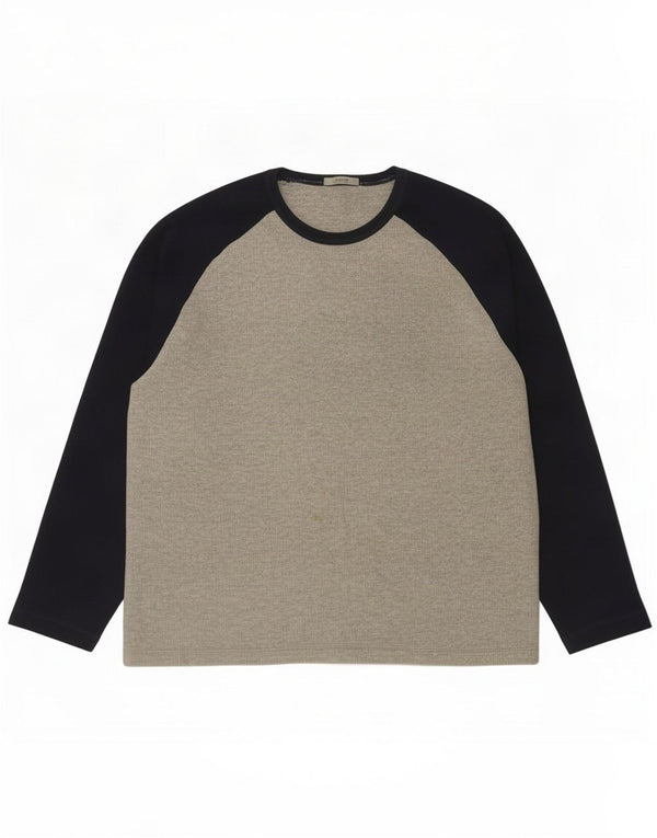 Marks & Spencer Herre Top Langærmet Medium Grey Colourblock Bomuld