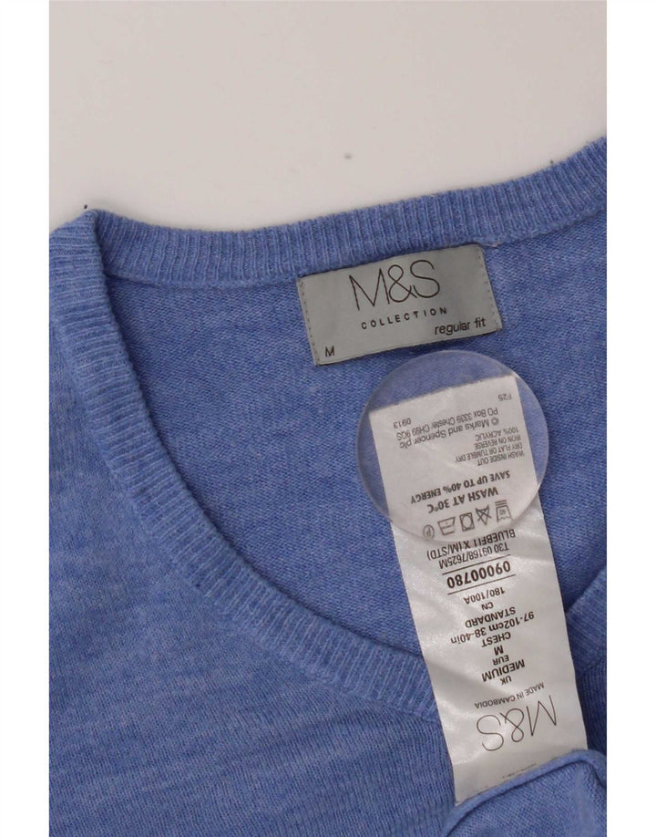 Marks & Spencer Herre Regular Fit V-hals sweater mellemblå akryl