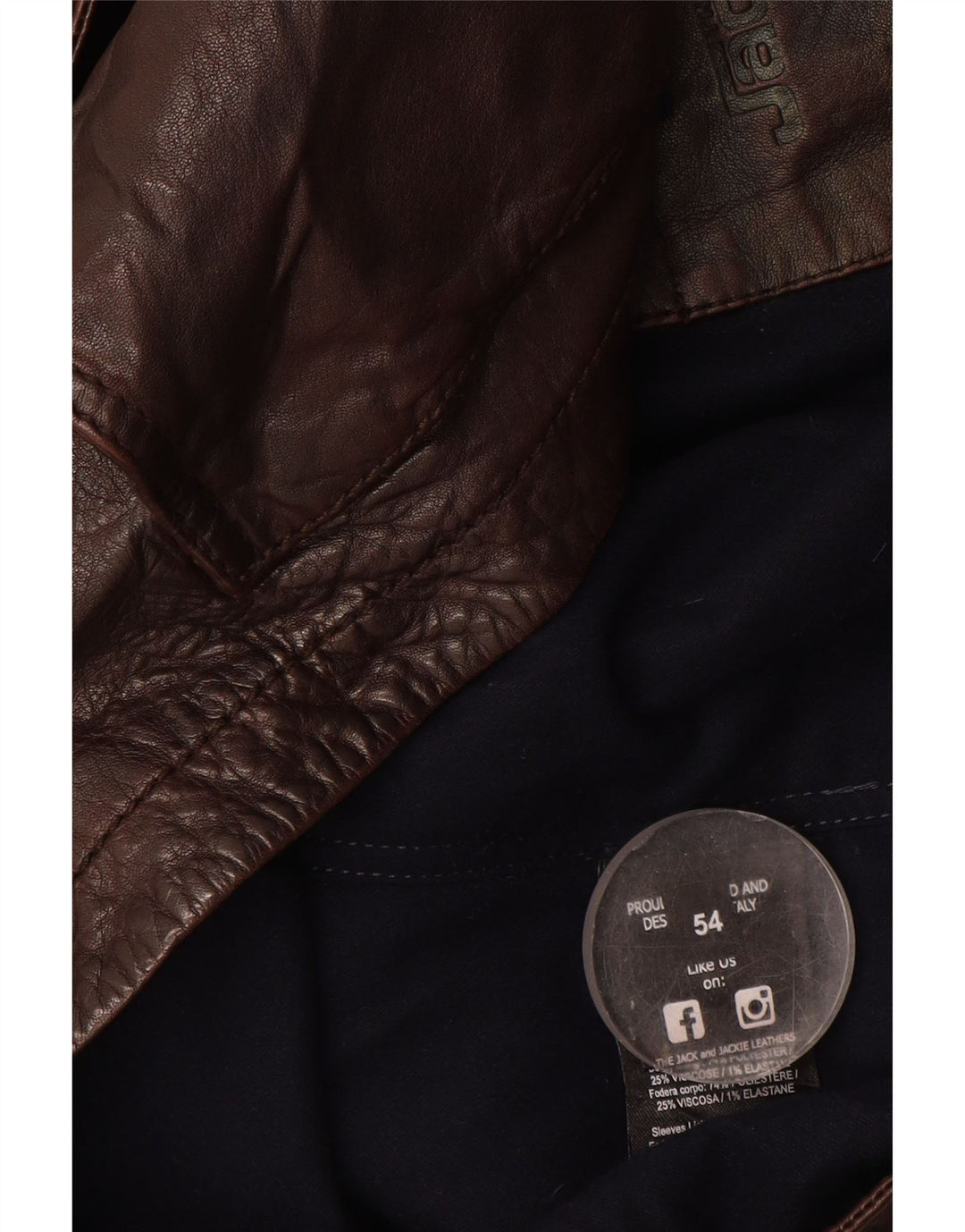 Vintage herre læderjakke IT 54 2XL brunt læder