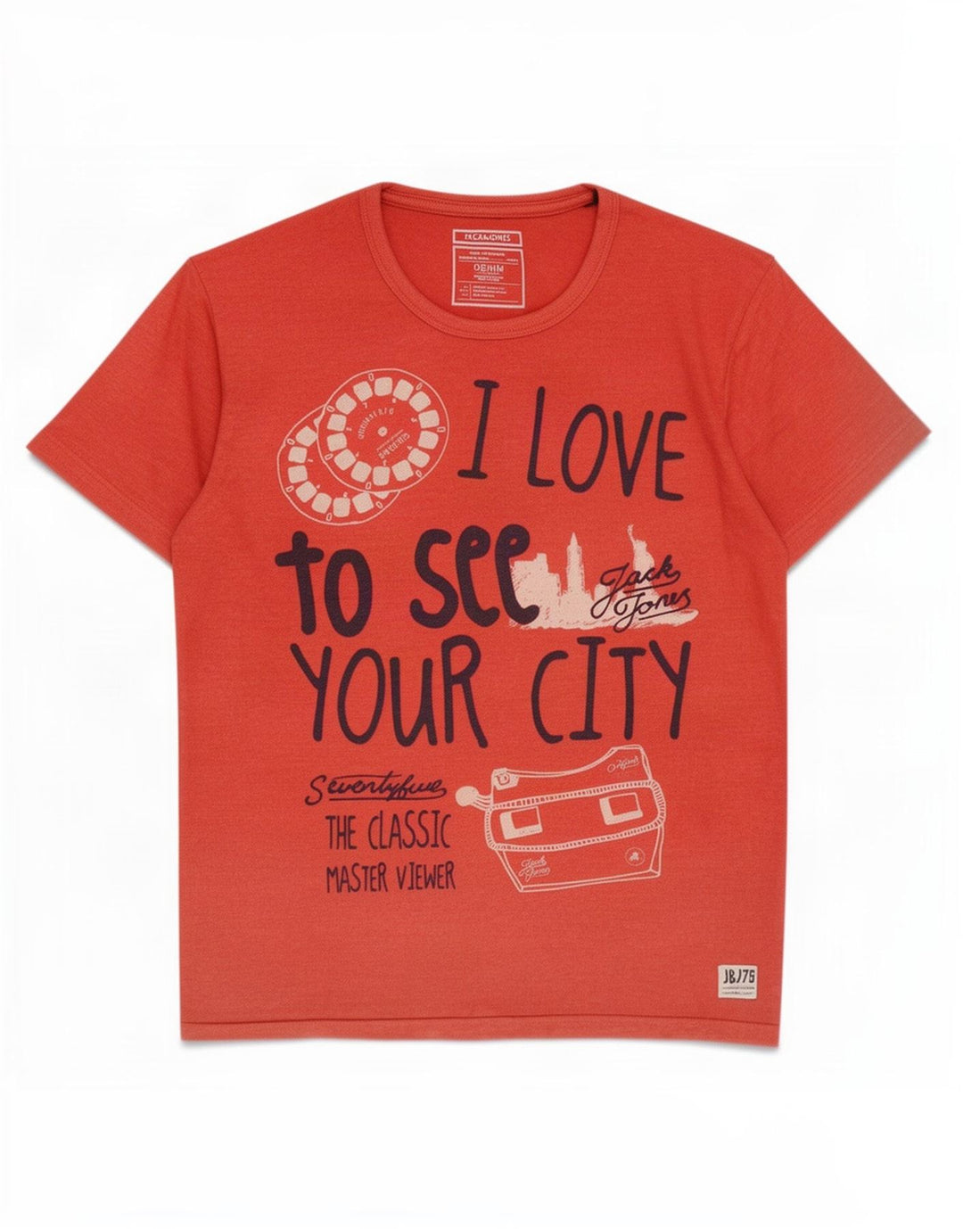 Jack & Jones Herre grafisk T-shirt Top Stor Rød