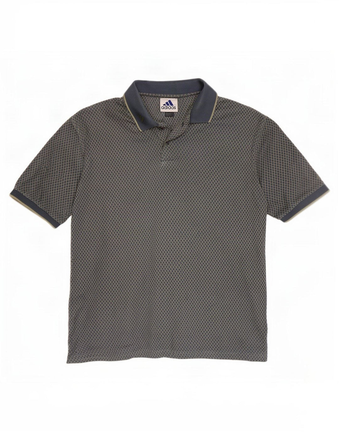 Adidas Polo Shirt til mænd, stor grå argyle/diamant bomuld