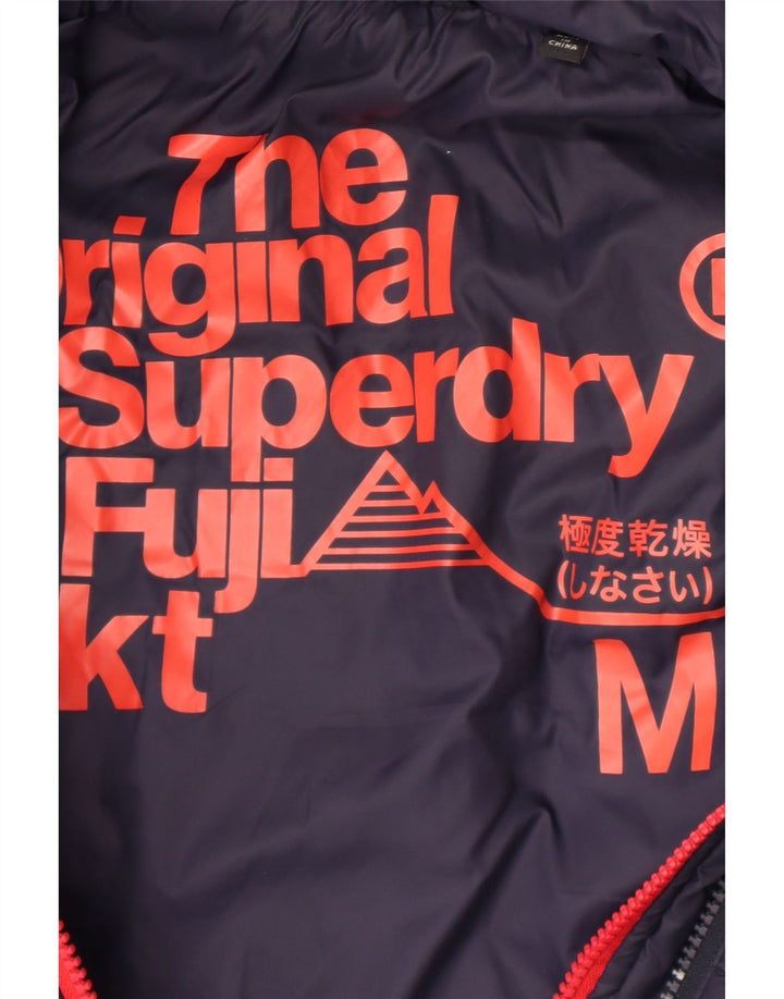 Superdry Polstret hættejakke til kvinder UK 12 Mellem marineblå nylon
