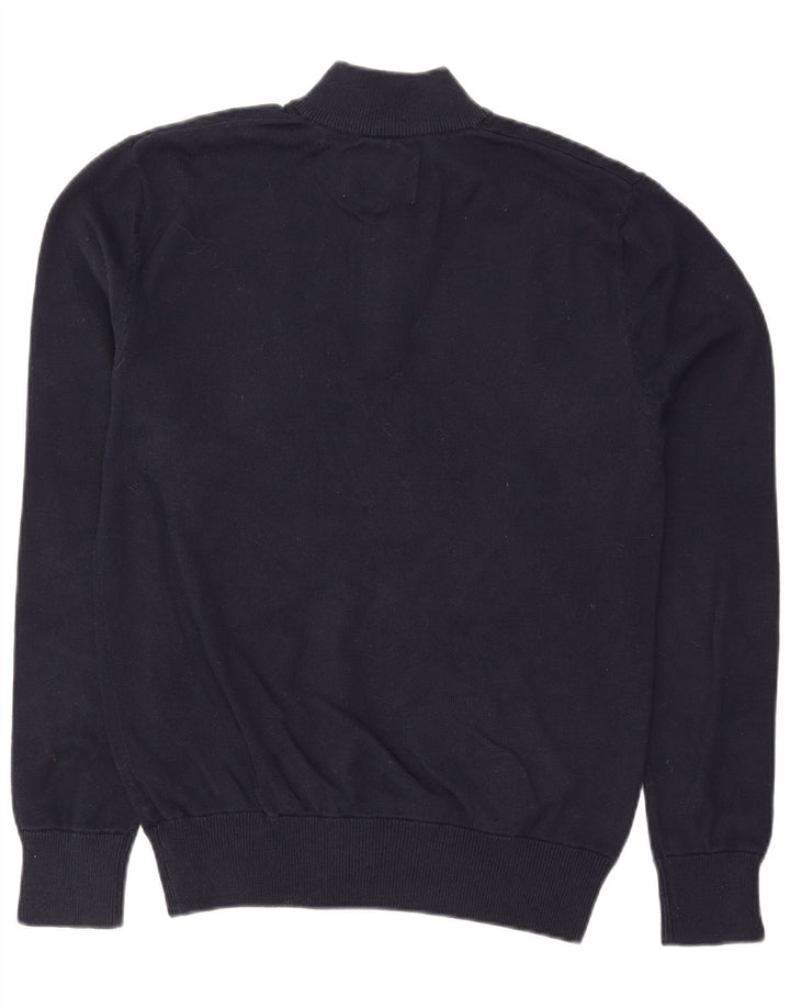 JACK WILLS Herre Zip Neck Jumper Sweater Medium Navy Blue Bomuld
