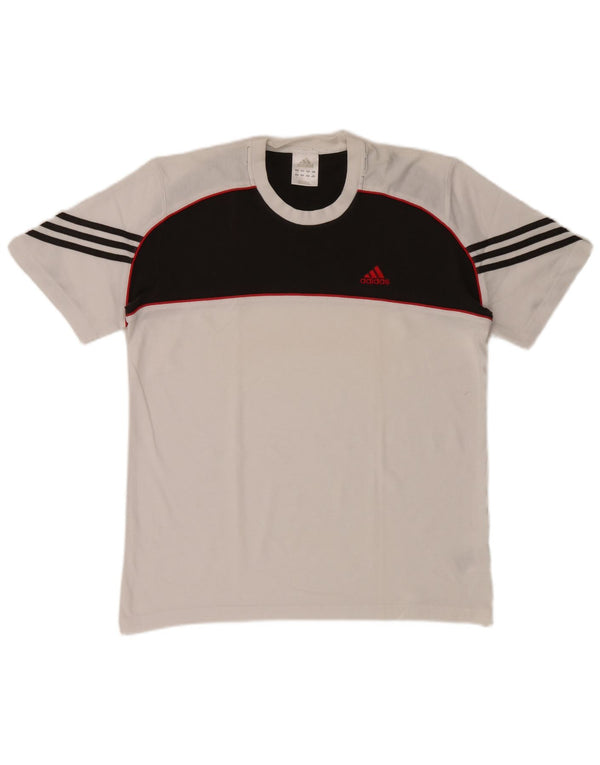 Adidas Herre T-Shirt Top UK 38/40 Medium White Colourblock Bomuld