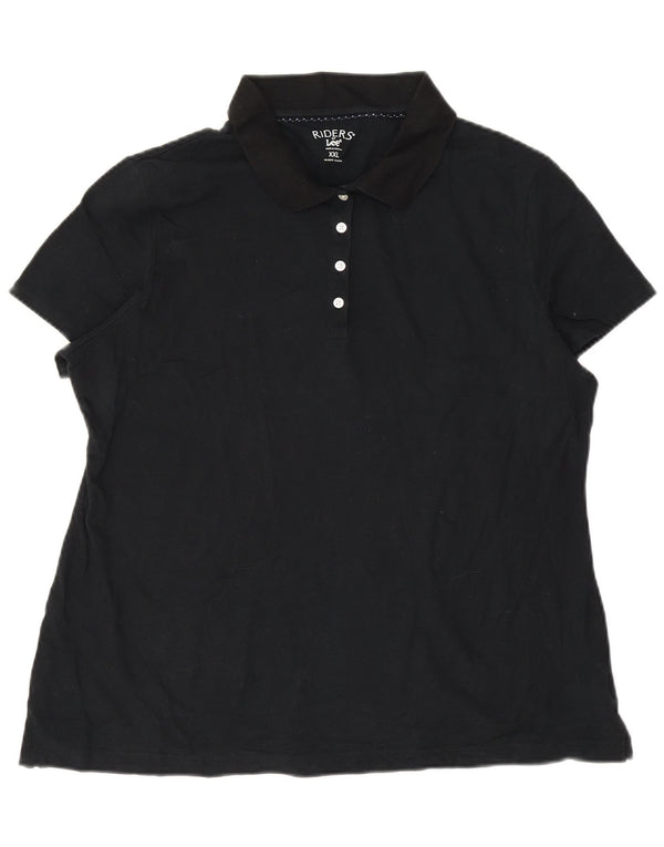 LEE Dame Polo Shirt UK 20 2XL Sort Bomuld