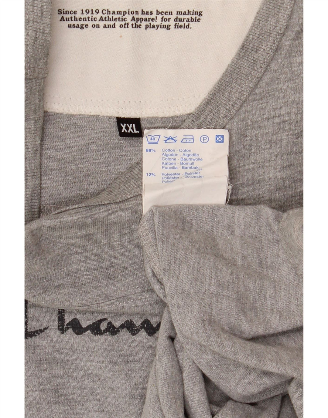 Champion Herre grafisk top langærmet 2XL grå bomuld