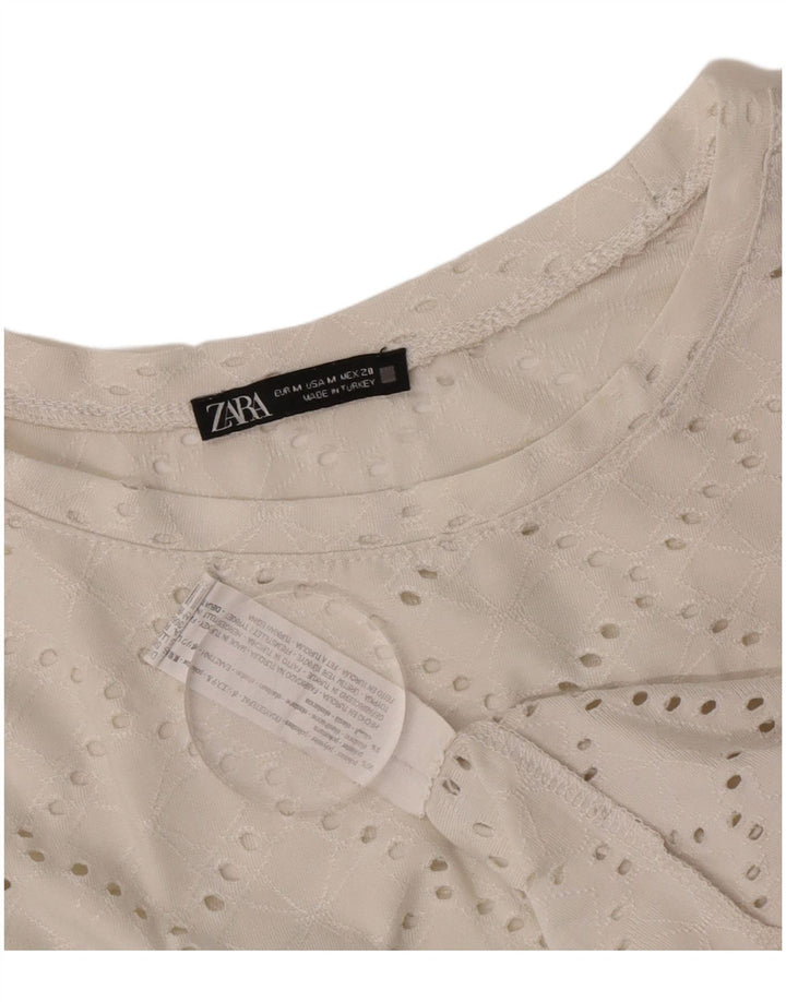 Zara Dame Loose Fit Ærmeløs bluse Top UK 14 Medium Off White