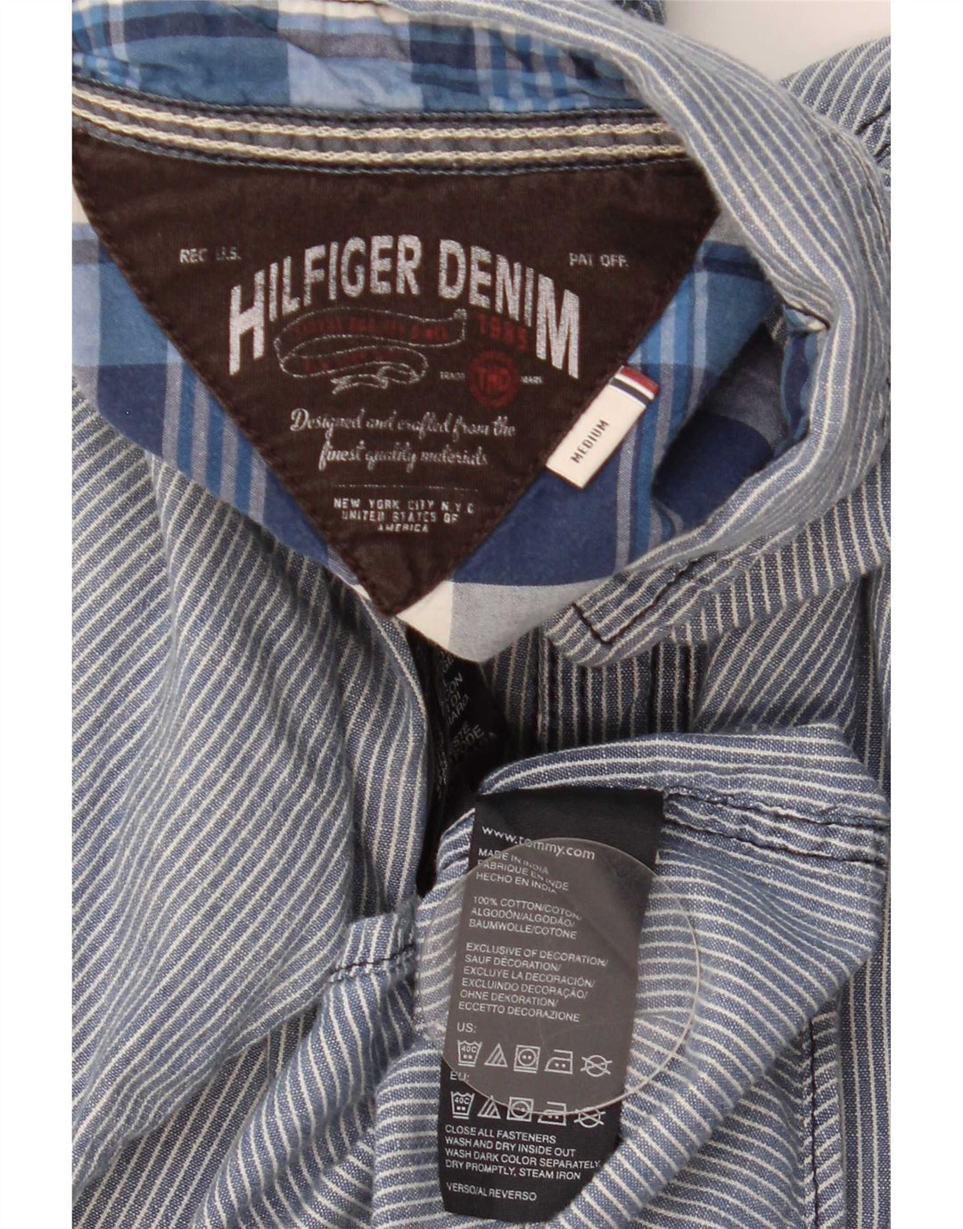 Tommy Hilfiger Herreskjorte Medium Marineblå Nålestribet bomuld