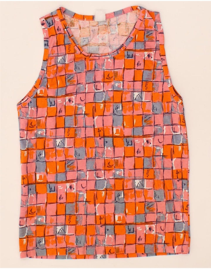 VINTAGE Womens Vest Top UK 10 Small Orange Geometric Vintage Vintage and Second-Hand Vintage from Messina Hembry 