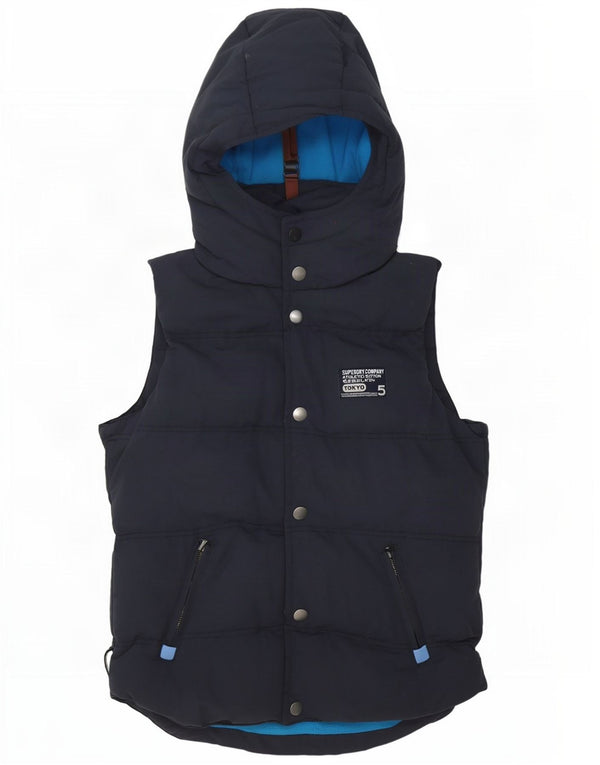 Superdry Herre grafisk polstret hættetrøje UK 38 medium marineblå nylon