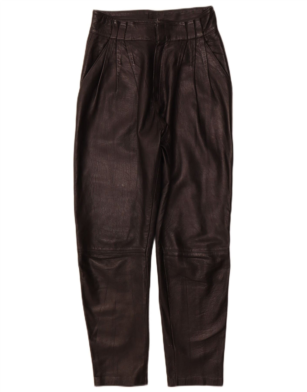 VINTAGE Pegged læderbukser til kvinder IT 44 Medium W26 L26 sort læder