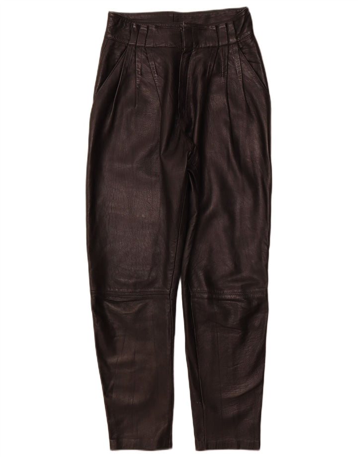 VINTAGE Pegged læderbukser til kvinder IT 44 Medium W26 L26 sort læder