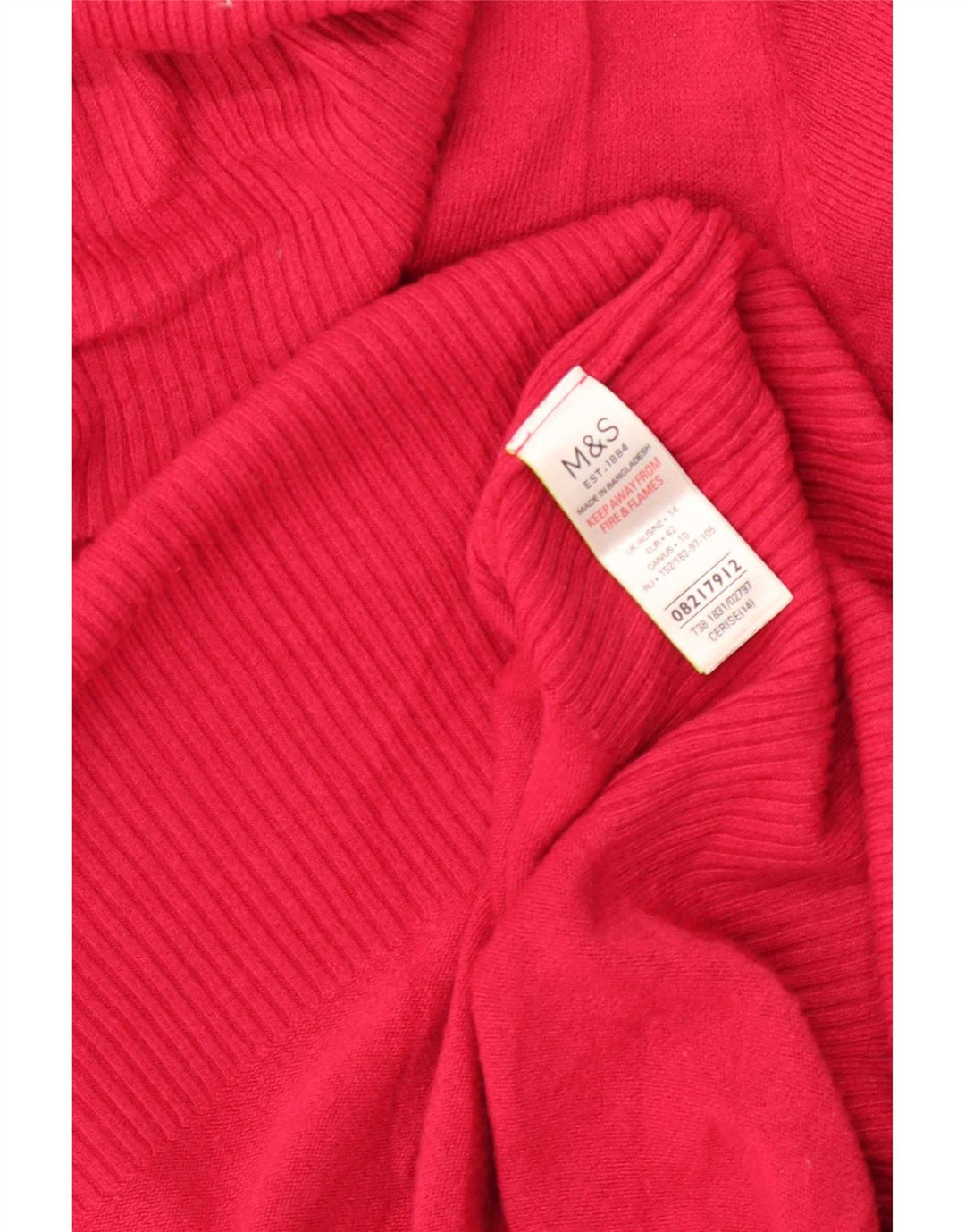 Marks & Spencer Dame Rullehals Sweater UK 14 Stor Pink Akryl