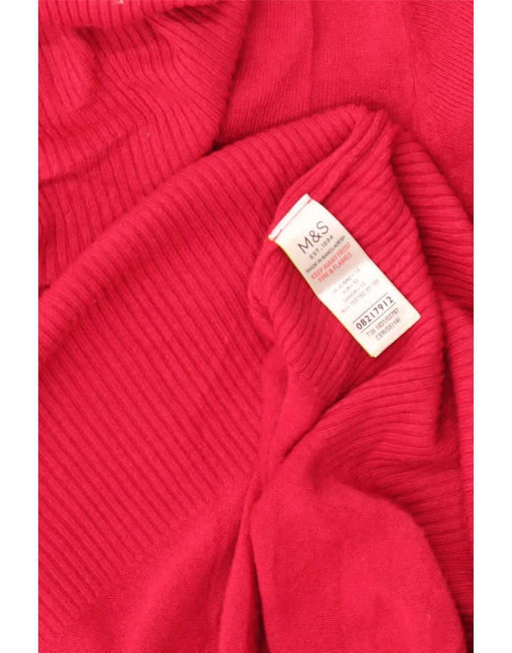 Marks & Spencer Dame Rullehals Sweater UK 14 Stor Pink Akryl