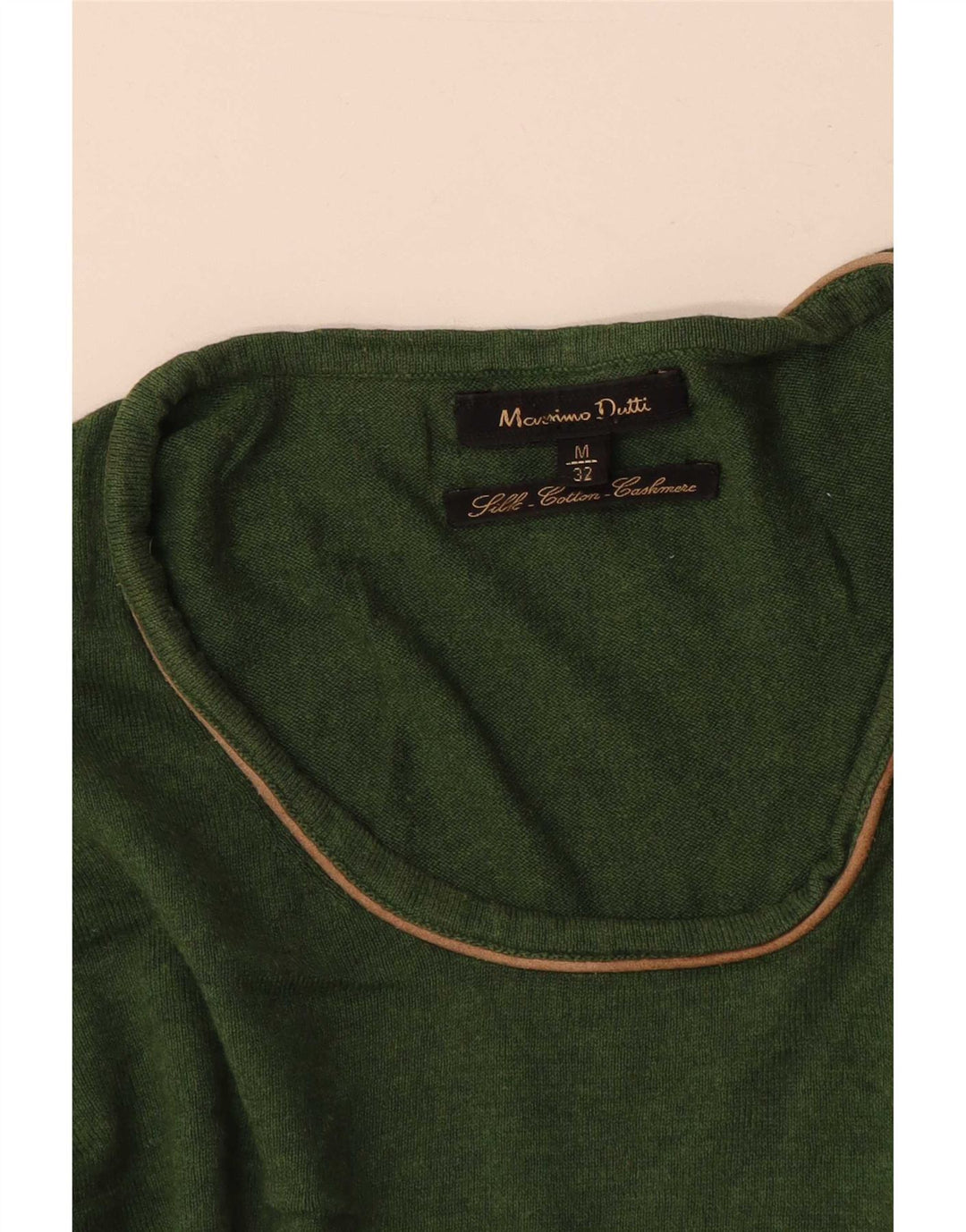 Massimo Dutti Dame Boat Neck Jumper Sweater UK 12 Medium Green Silke
