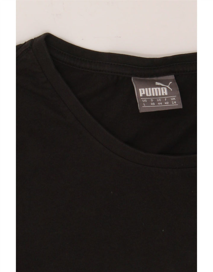 PUMA Womens Graphic T-Shirt Top UK 14 Medium  Black Cotton Vintage Puma and Second-Hand Puma from Messina Hembry 