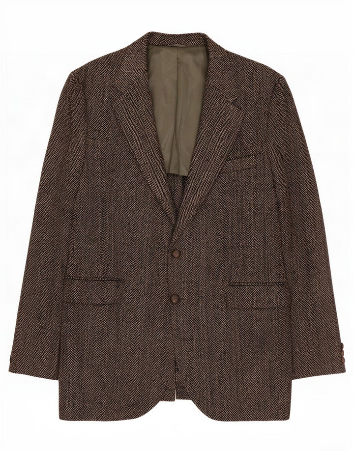 Harris Tweed Herre 2-knaps blazerjakke UK 40 Stor grå sildebensuld