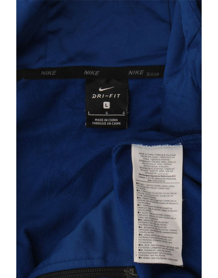Nike Herre Dri Fit Hættetrøje Sweater med lynlås Stor blå polyester
