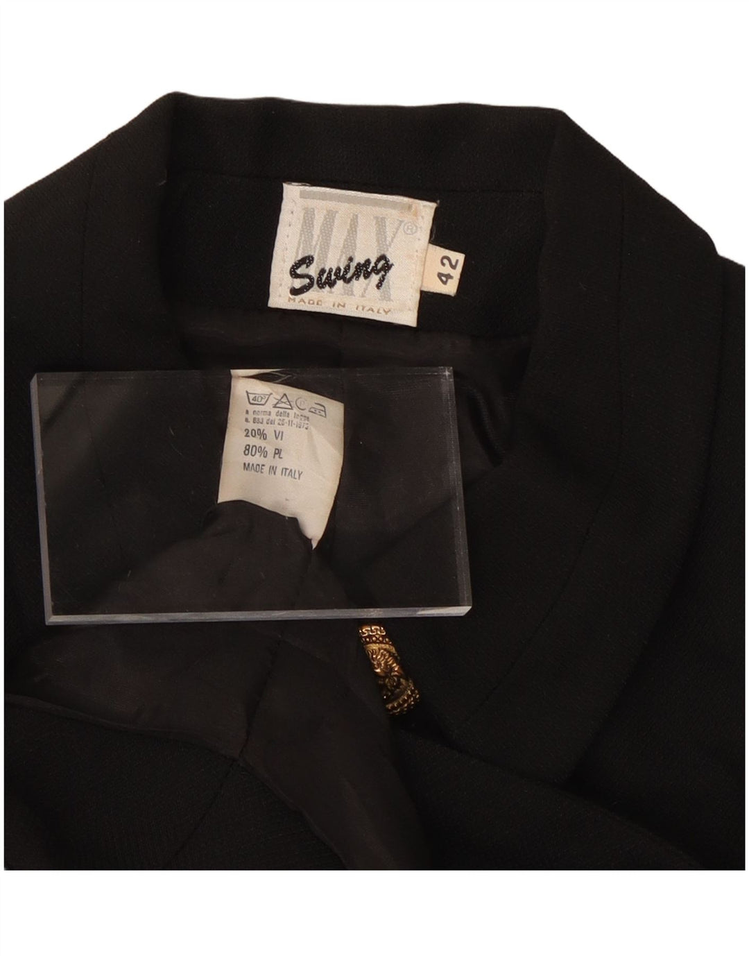 VINTAGE Bolerojakke til kvinder IT 42 Medium Sort viskose