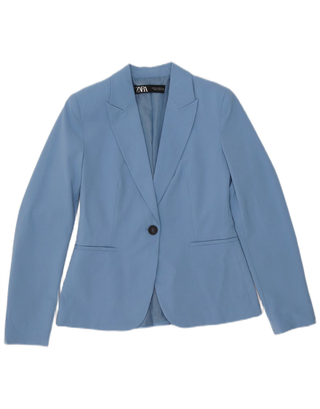 Zara Dame 1 Knap Blazer Jakke EU 36 XS Blå Polyester