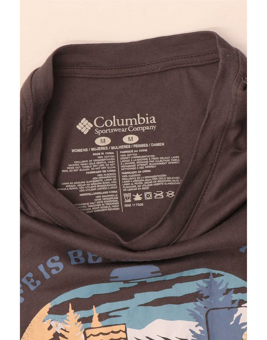 Columbia Womens Grafisk T-Shirt Top UK 14 Medium Grey Bomuld