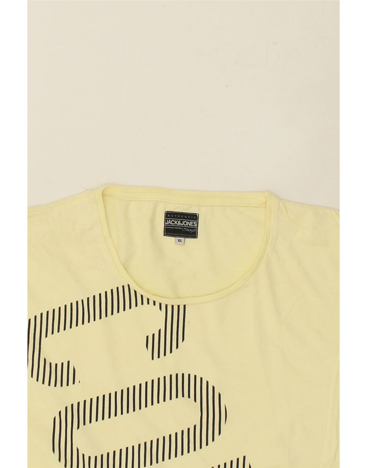 JACK & JONES Mens Graphic T-Shirt Top XL Yellow | Vintage Jack & Jones | Thrift | Second-Hand Jack & Jones | Used Clothing | Messina Hembry 