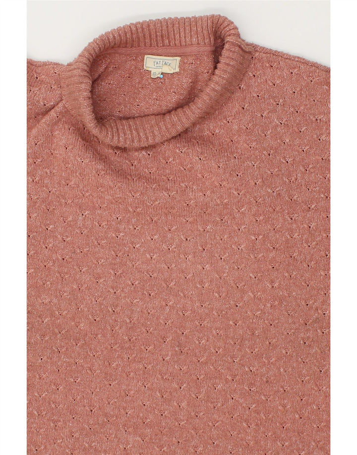 FAT FACE Womens Longline Turtle Neck Jumper Sweater UK 12 Medium  Pink Vintage Fat Face and Second-Hand Fat Face from Messina Hembry 