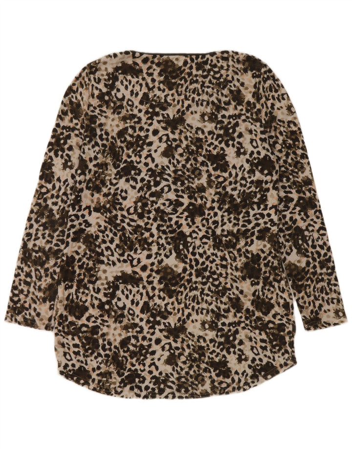 Marks & Spencer Dame Tunika Top UK 12 Medium Khaki Animal Print