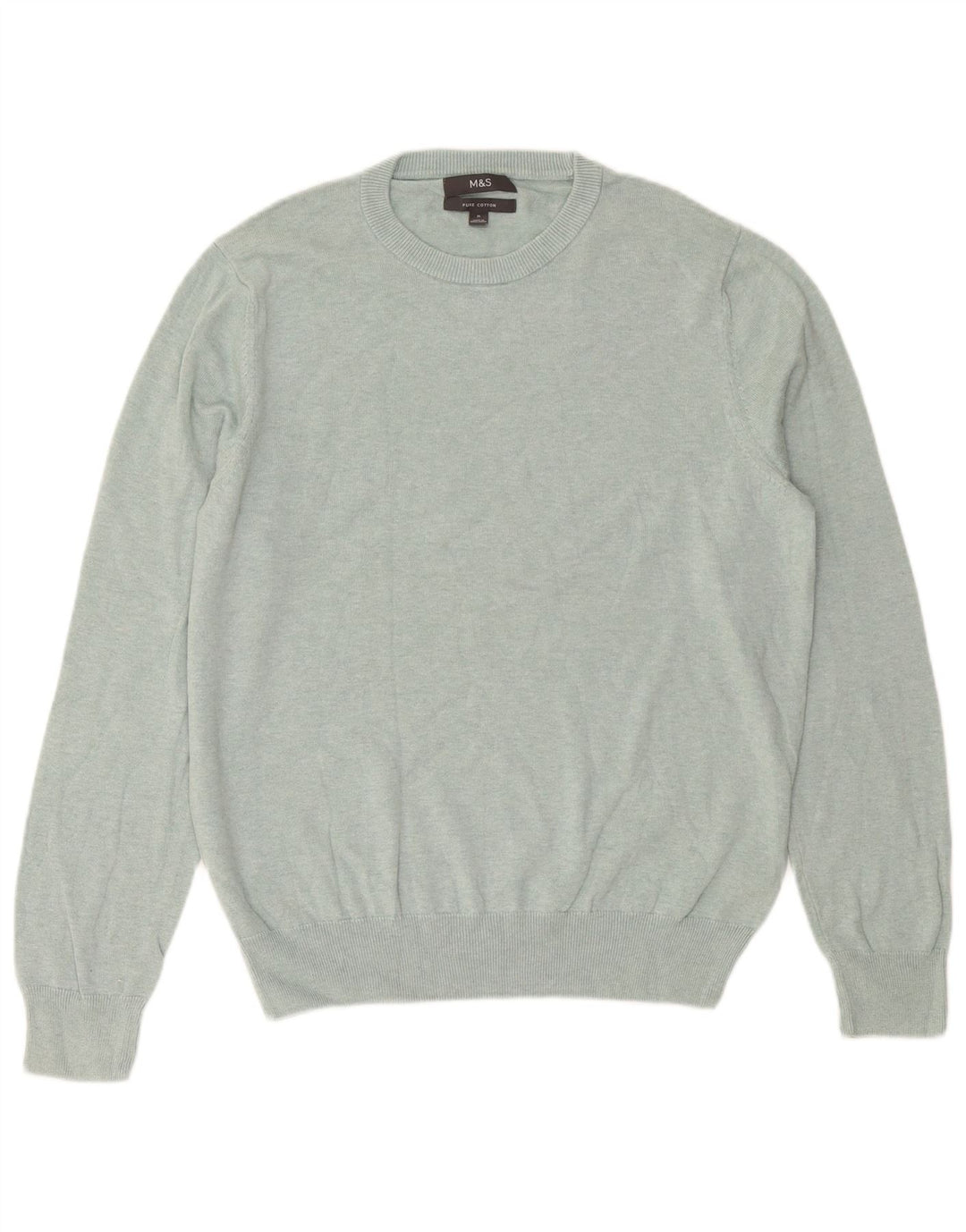 Marks & Spencer Herre sweater med rund hals, mellemgrøn bomuld