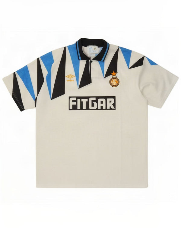 Umbro Herre Inter Milan 1991-92 fodboldtrøje på udebane XL Hvid Geometrisk