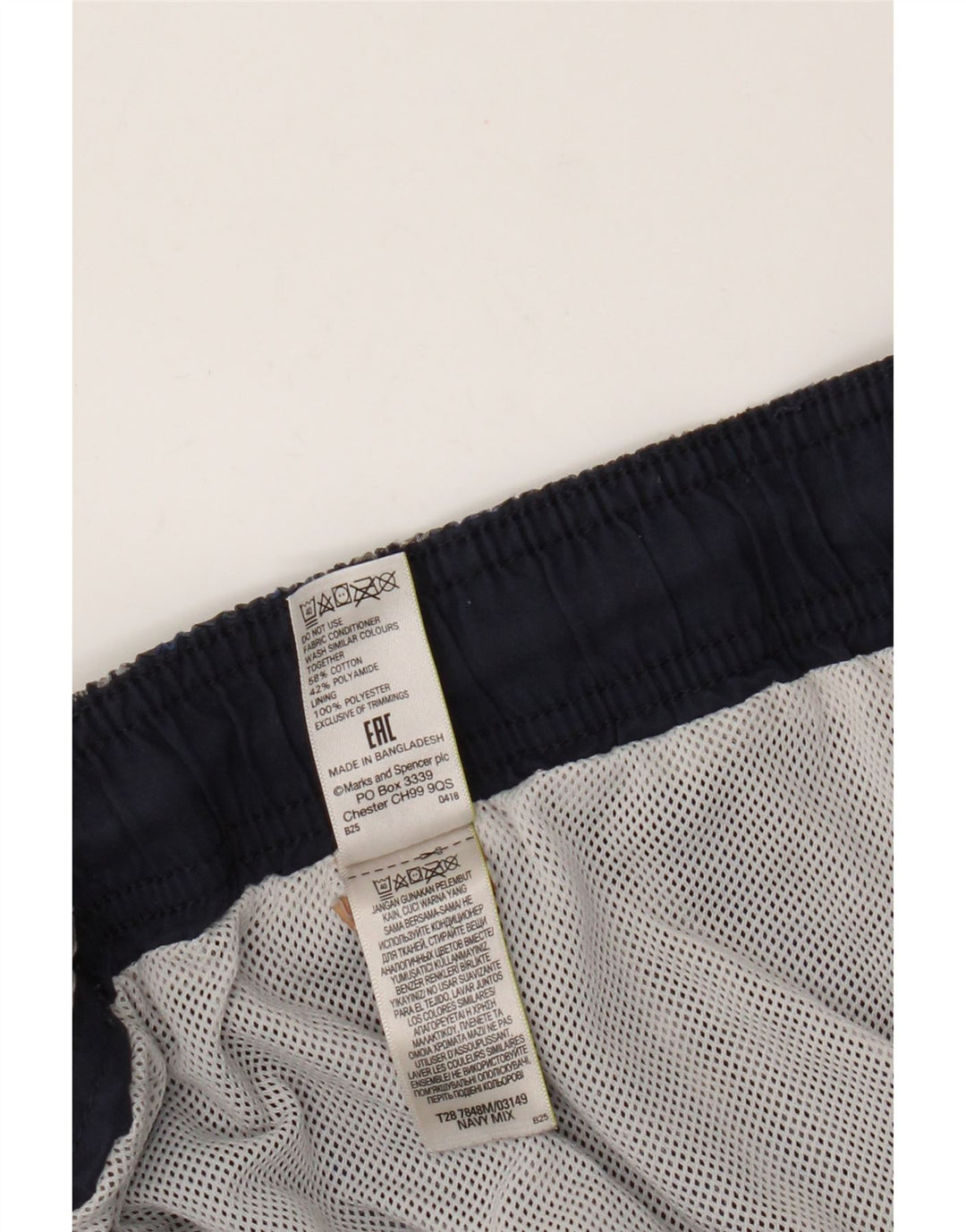 Marks & Spencer Badeshorts til mænd 2XL blå ternet bomuld