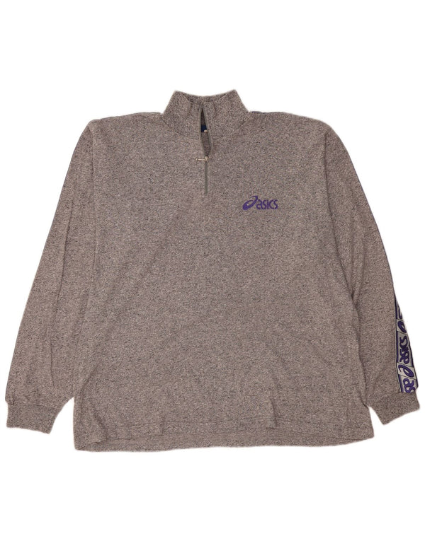 ASICS Herre lynlåshals grafisk top langærmet 2XL grå