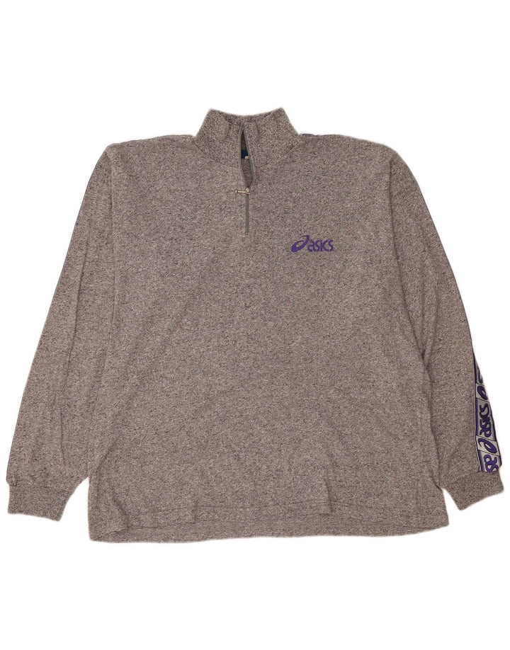 ASICS Herre lynlåshals grafisk top langærmet 2XL grå