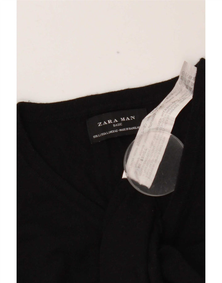 Zara Herre V-hals sweater Stor Sort Viscose
