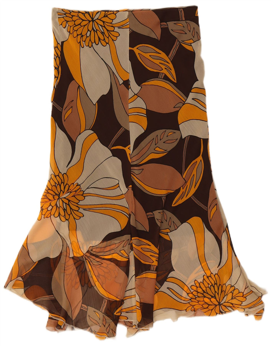 Vintage asymmetrisk nederdel til kvinder, stor W30 flerfarvet blomsterpolyester