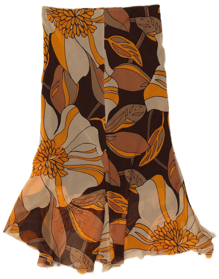 Vintage asymmetrisk nederdel til kvinder, stor W30 flerfarvet blomsterpolyester