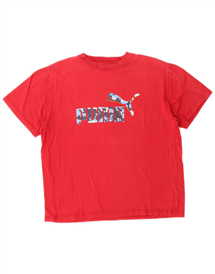 Puma Herre Grafisk T-Shirt Top Stor Rød Bomuld